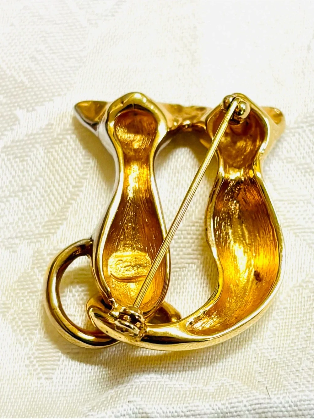 Vintage Puccini Gold & Silver Tone Cats Brooch